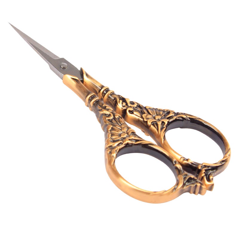 BIHRTC Vintage European Style Scissors Stainless Steel for Cross Stitch Cutting Embroidery Sewing Handcraft Craft Art Work DIY Tool(Red Copper) - Image 1